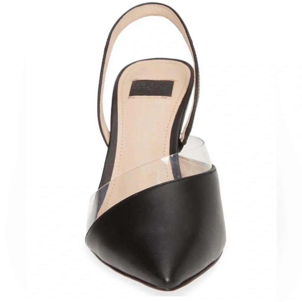 ✨SALE Louise ET CIE Kareens Slingback Stiletto Black Transparent Trim - Picture 5 of 7
